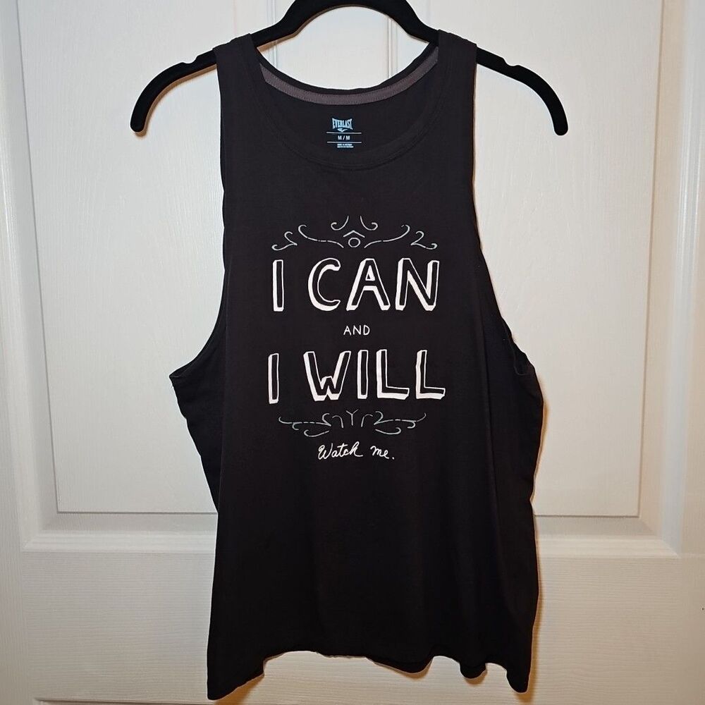 Women's Everlast I Can And I Will Watch Me Black Tank Medium